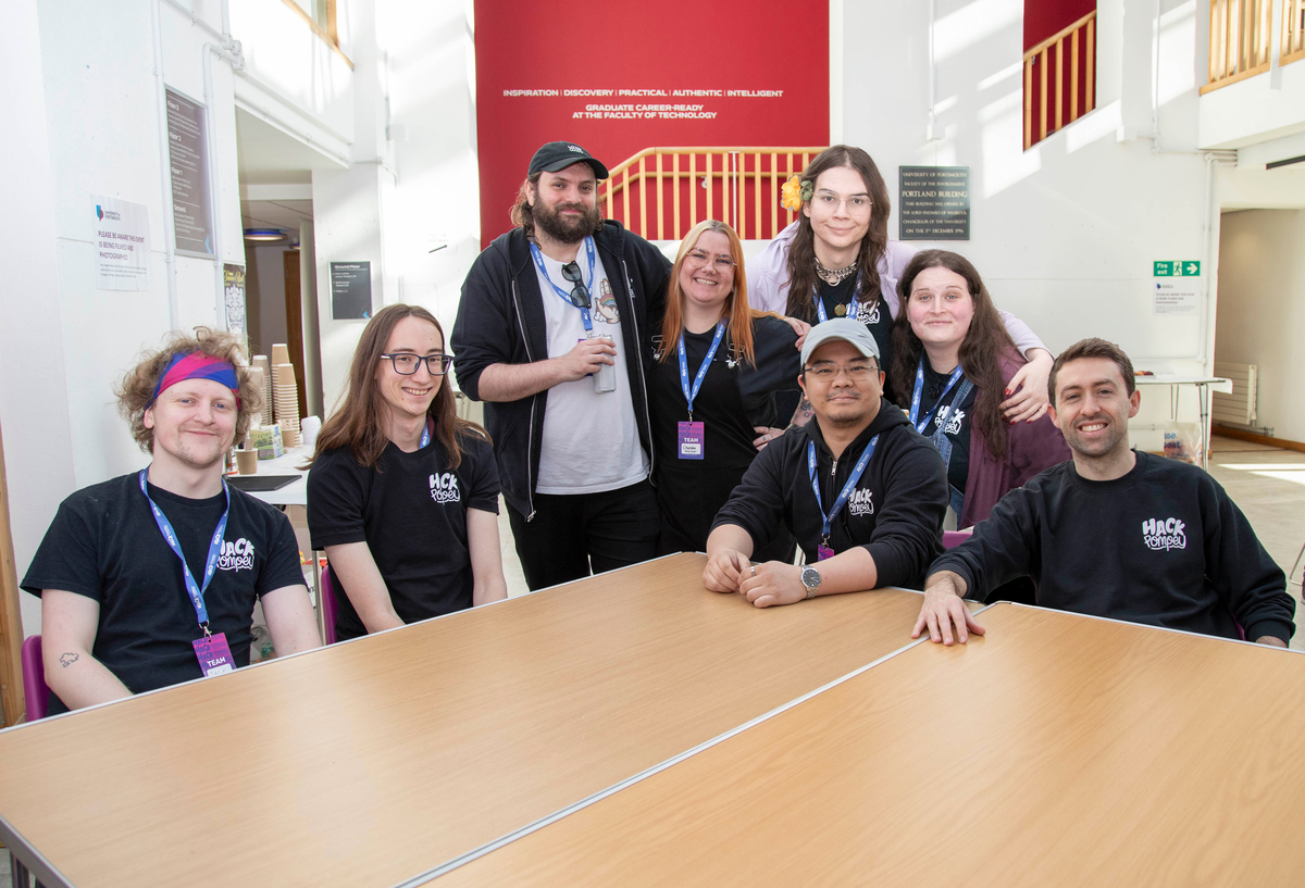 The Hack Pompey team. Sage and Jane have been shopped in with expert precision by Ming.